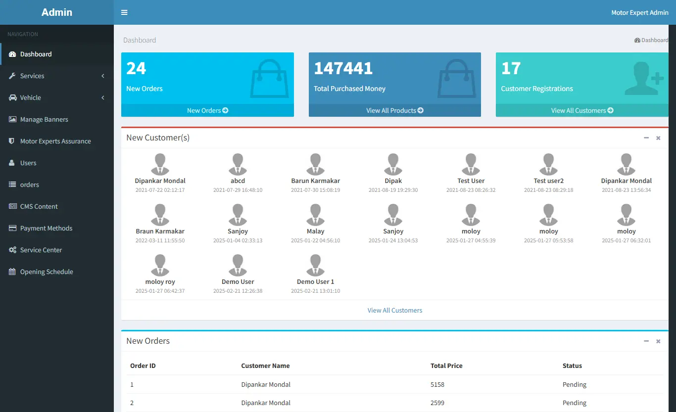 Garage Admin Dashboard (Laravel Backend)