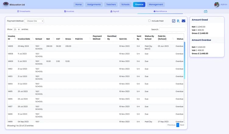 Remit invoice