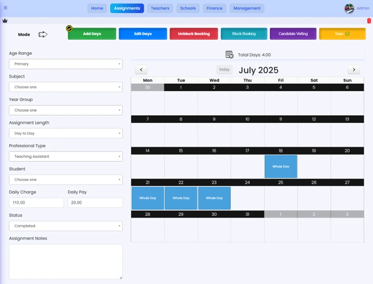 Assignment & Block Booking