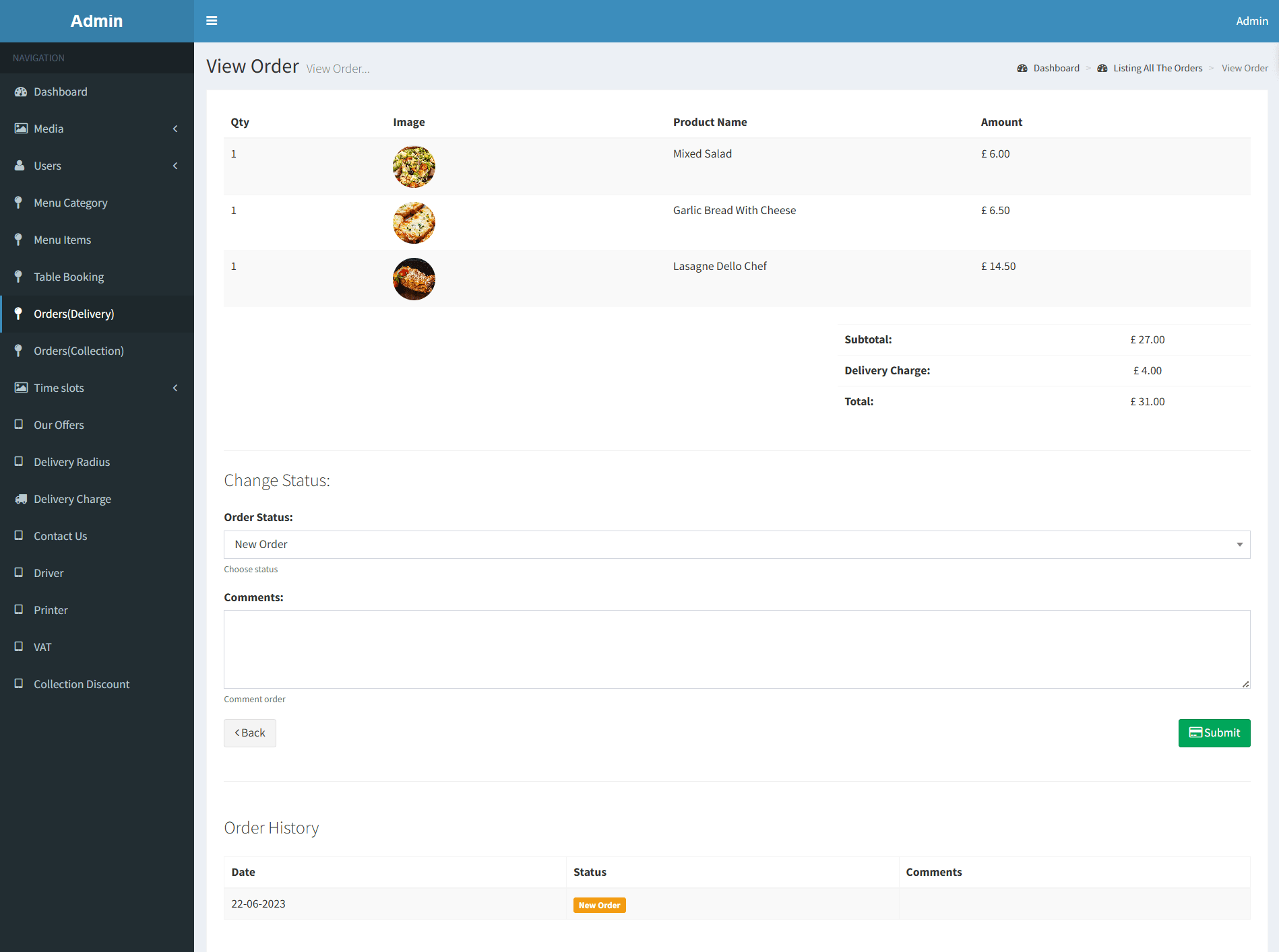 Restaurant Order Management